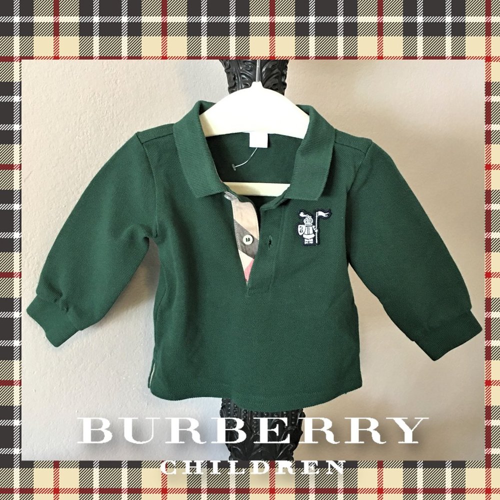 BURBERRY Long Sleeve Polo Shirt NWOT!  |  6 months